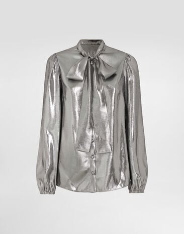 Dolce & Gabbana Lamé chiffon shirt Silver F5Q44THUMV2