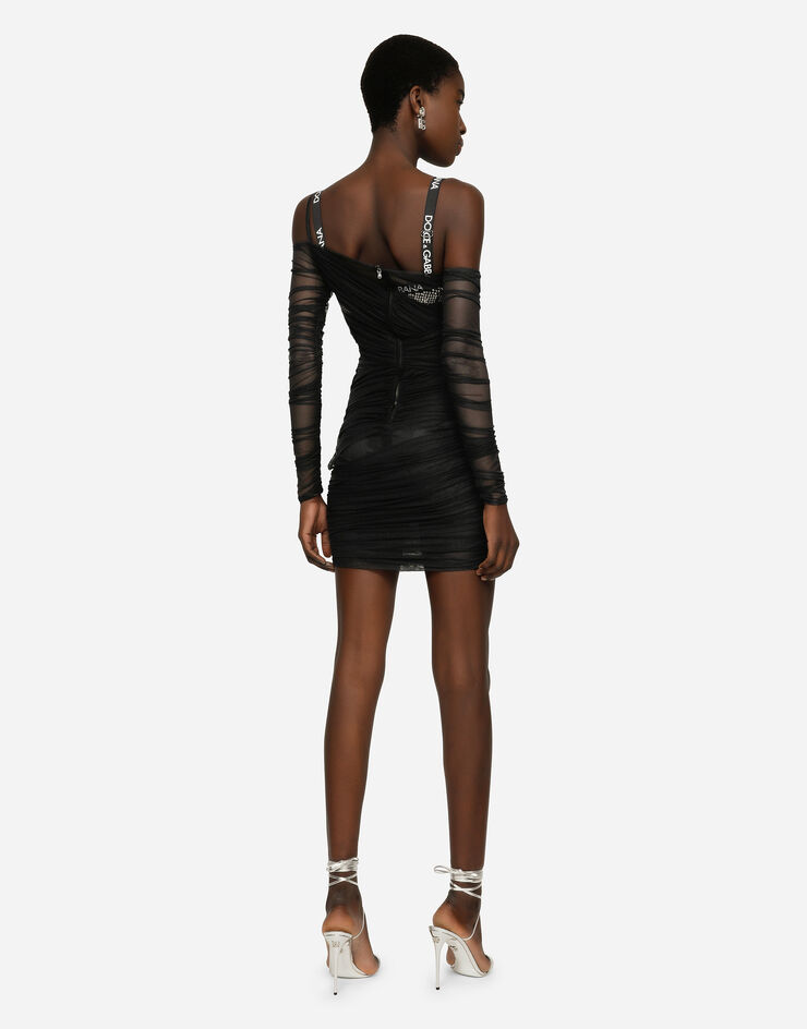 Dolce & Gabbana Vestido corto de tul Negro F6R1FTFLRC2