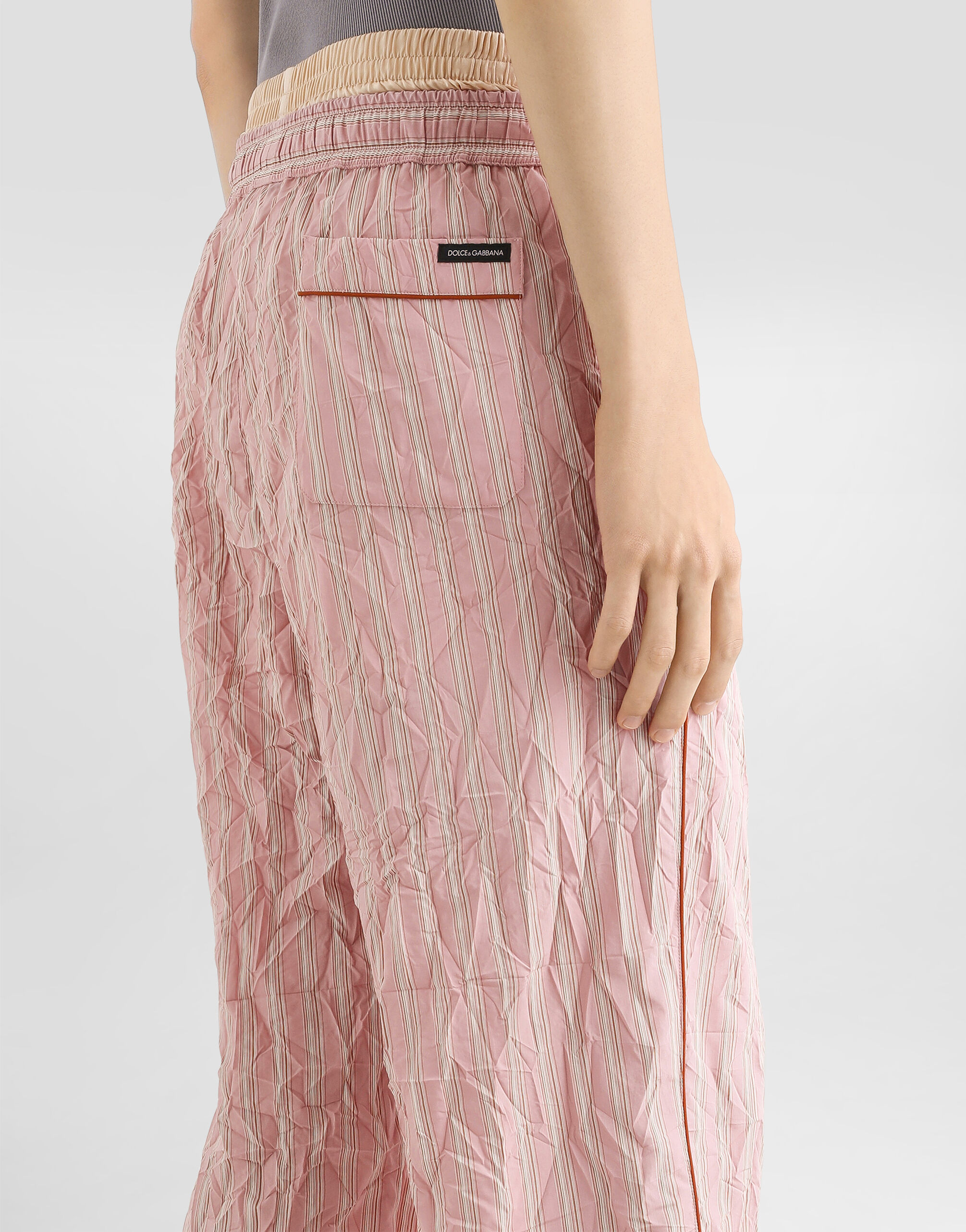 Crinkled striped fabric vanity trousers in Multicolor for Men