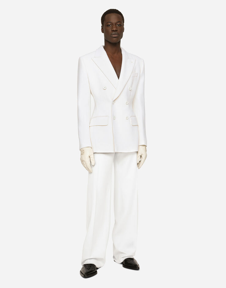 Double-breasted stretch wool crepe Dolce-fit jacket in White for |  Dolce&Gabbana® US