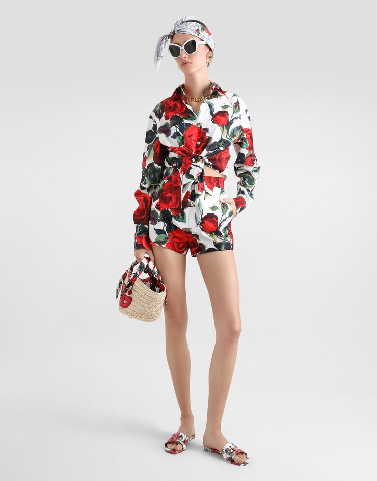 Dolce & Gabbana Shorts de algodón con estampado de rosas Imprima FTC9TTHS5S2