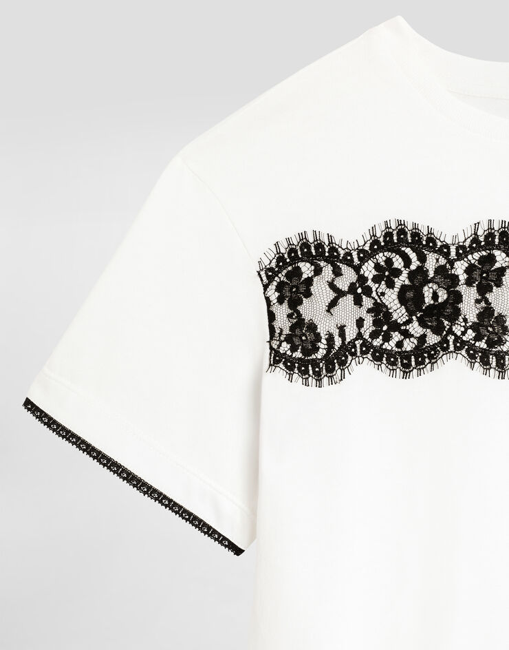 Dolce & Gabbana Jersey t-shirt with metallic DG logo with rhinestones White L5JTQTG7PTX