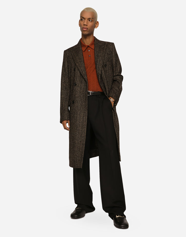 Dolce & Gabbana Double-breasted herringbone alpaca wool coat Multicolor G039BTFCMDC