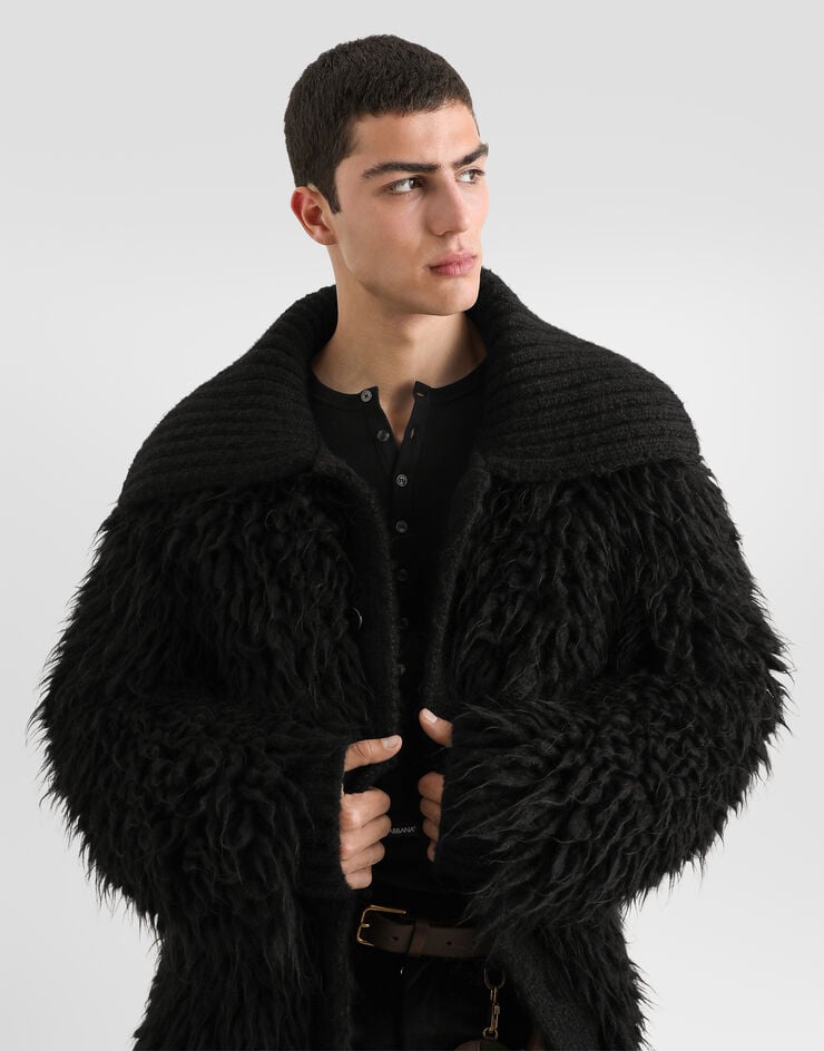 Dolce & Gabbana Fur-effect knit cardigan Dolce & Gabbana Fur-effect knit cardigan Black GXVBUTJGMMQ
