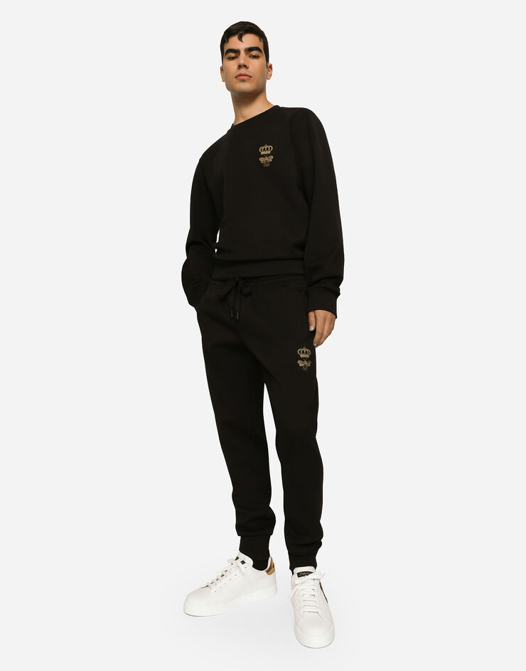 Dolce&Gabbana Cotton jersey sweatshirt with embroidery Black G9ABJZHU7H9