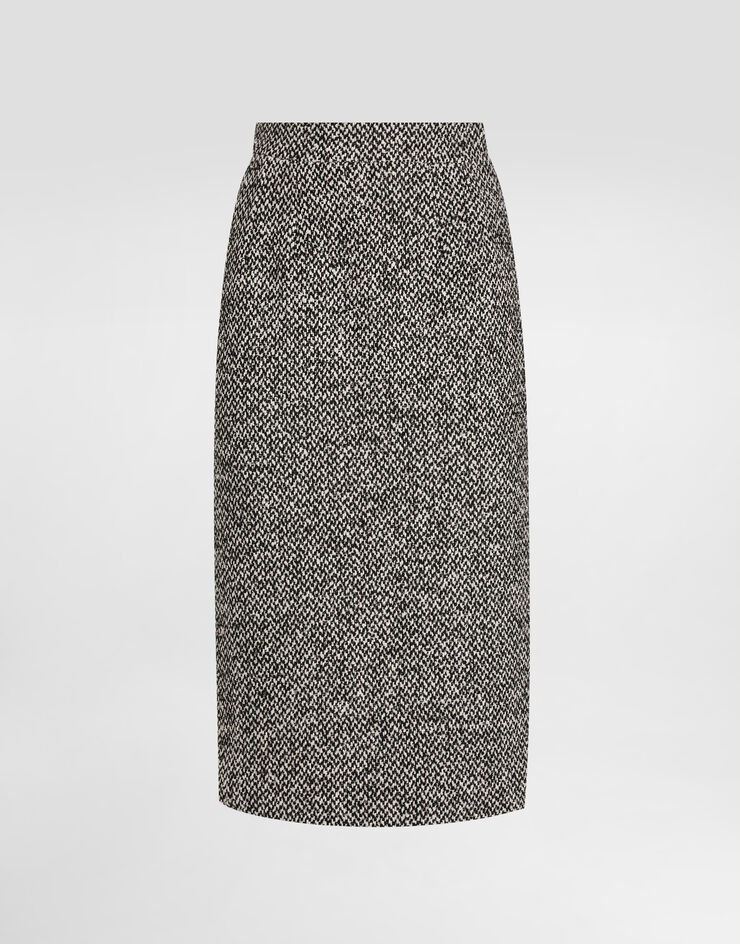 Dolce & Gabbana Dotted wool blend sheath skirt Multicolor F4CJGTFMZAJ
