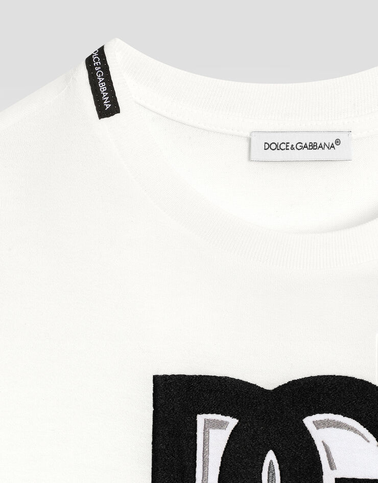 Dolce & Gabbana T-Shirt aus Jersey mit DG-Logo Weiss L4JTHVG7O0P