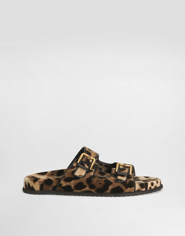 Dolce & Gabbana Printed velvet sliders Print CQ0632A6L97