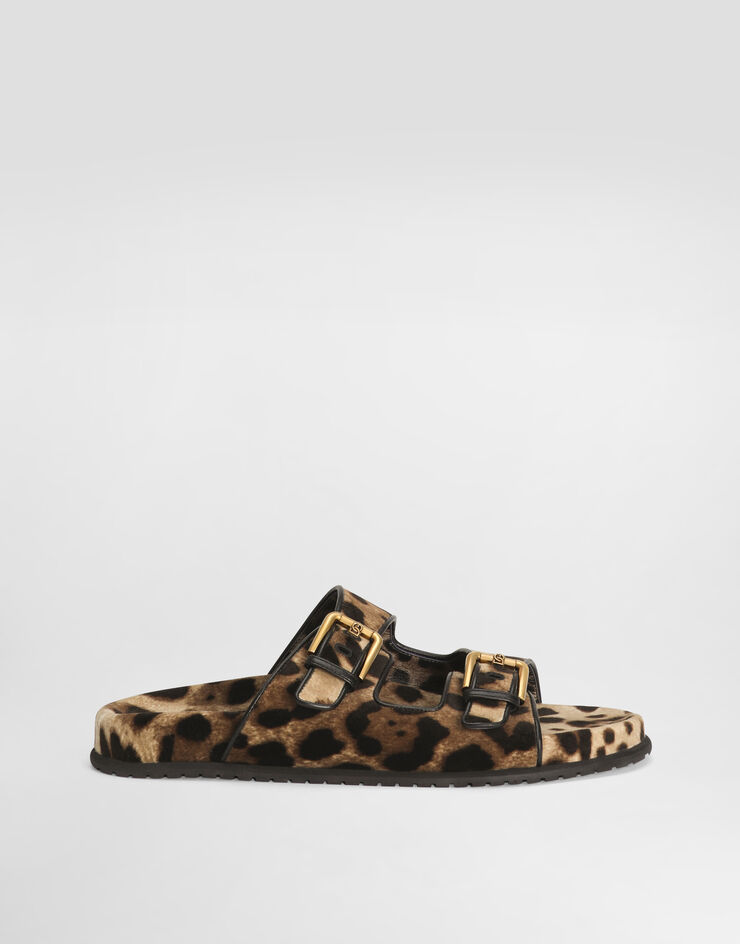 Dolce & Gabbana プリント ベルベット スライドサンダル プリ CQ0632A6L97