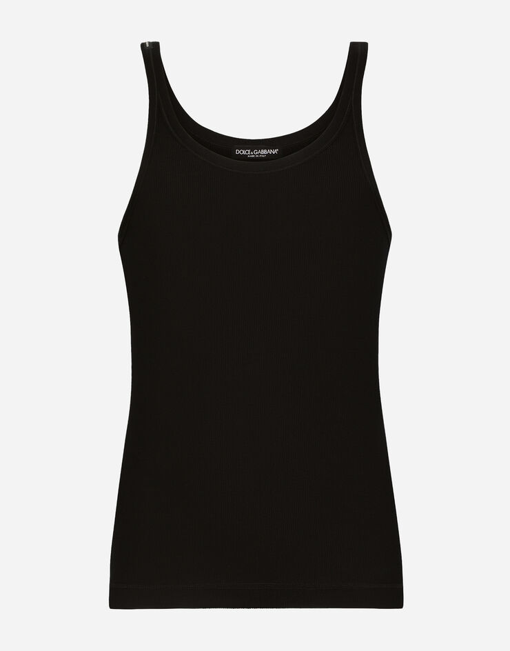 Dolce & Gabbana Fine-rib washed cotton singlet Black G8PA8TFU7AV