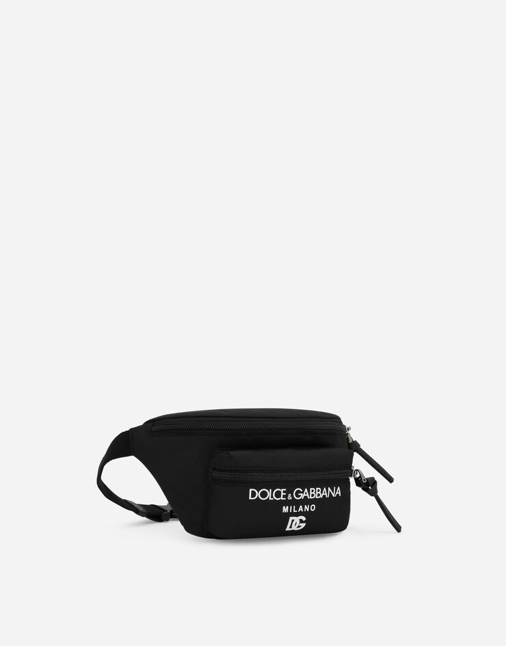 Dolce & Gabbana Nylon belt bag with Dolce&Gabbana Milano print Black EM0103AK441