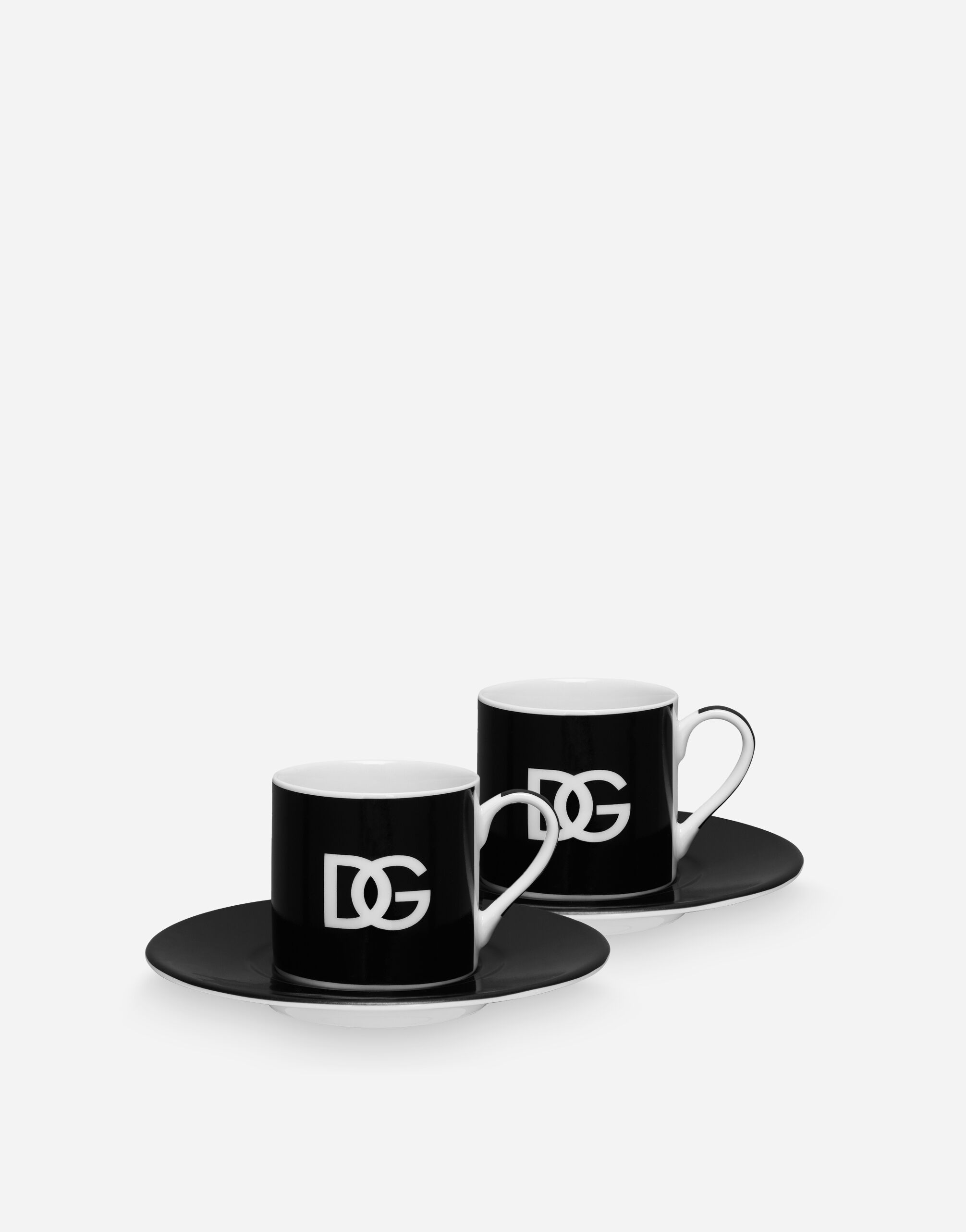 Dolce & Gabbana Set 2 Porcelain Espresso Cups with Saucers Multicolor TC0108TCAK2