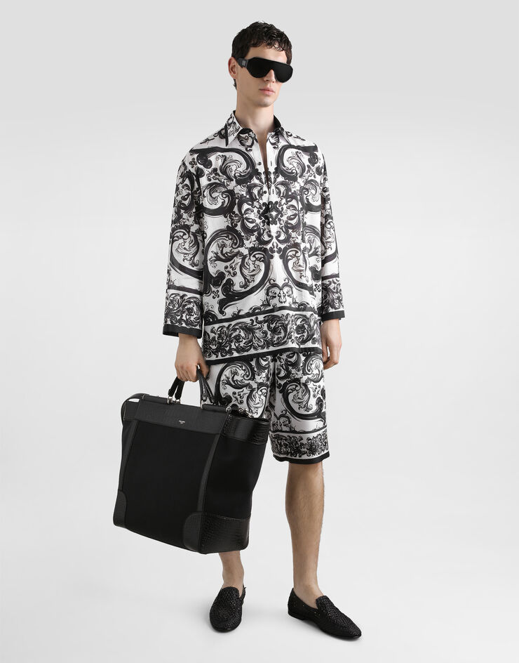 Dolce & Gabbana Hose aus Seidentwill mit Majolika-Print Mehrfarbig GV37ATHI1S6