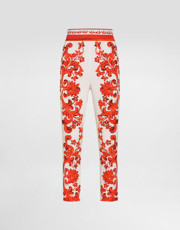 Dolce & Gabbana Majolica-print charmeuse leggings Multicolor FTDJ0TGDDRJ