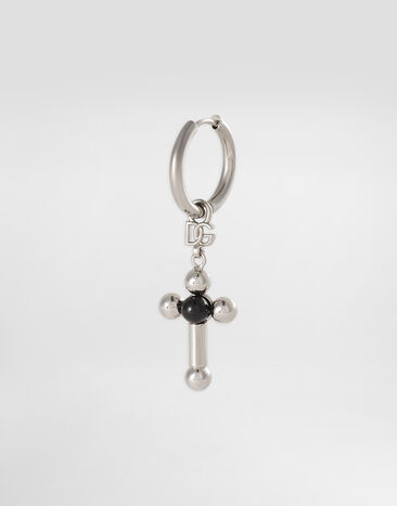 Dolce & Gabbana Creole single earring with pin and cross Silver WER5M4W1111