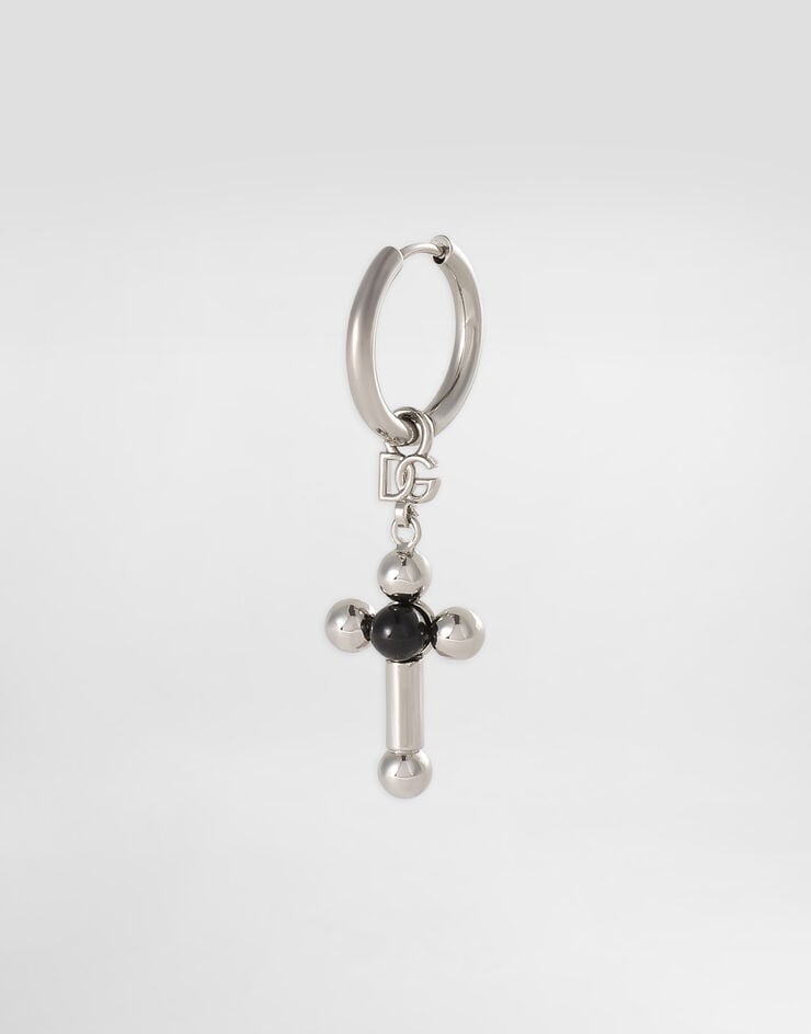 Dolce & Gabbana Creole single earring with pin and cross Silver WER5M4W1111