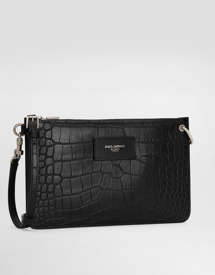 Dolce & Gabbana Crocodile-print calfskin toiletry bag Black BP3343AS422