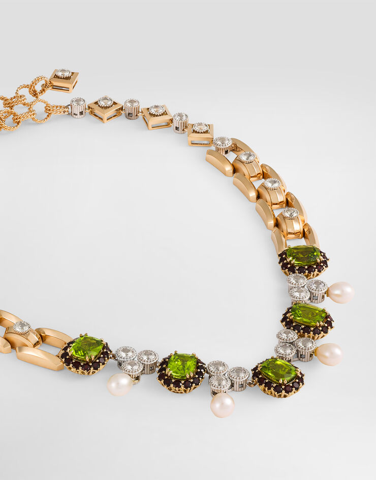 Dolce & Gabbana Eleganza Necklace 18-carat white and yellow gold, peridots, garnets and sapphires     WNSA7GWPER1
