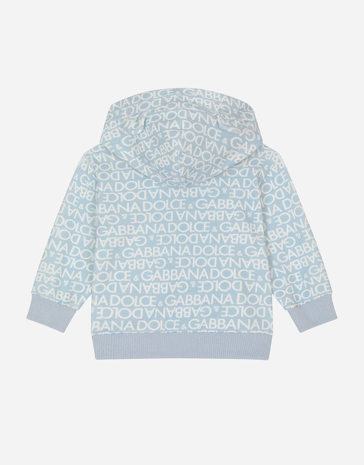 DolceGabbanaSpa Jersey hoodie all-over logo print and patch Azure L1JWHMG7KR1