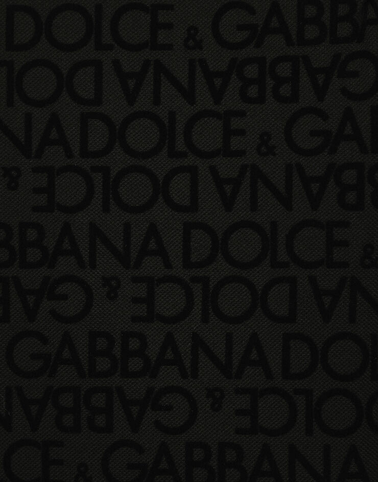 Dolce&Gabbana Piqué polo-shirt with flocked Dolce&Gabbana logo Black G8PT0TG7KV1