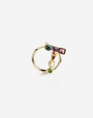 Dolce & Gabbana Rainbow alphabet T ring in yellow gold with multicolor fine gems Gold WRMR1GWMIXB