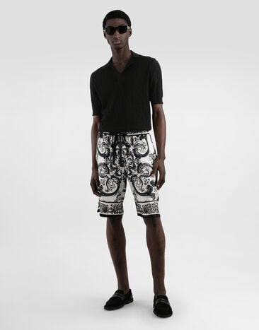 Dolce & Gabbana Polo de seda satinada Negro GXZ76TJBSLX