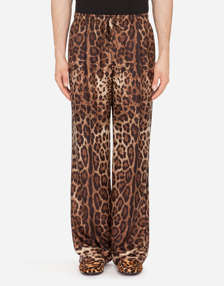Dolce & Gabbana Silk mikado pyjama bottoms with leopard print разноцветный GW8BHTIS1B7