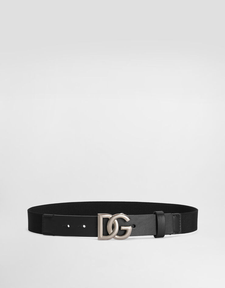 Dolce & Gabbana Calfskin belt with logo Black EC0083A0547