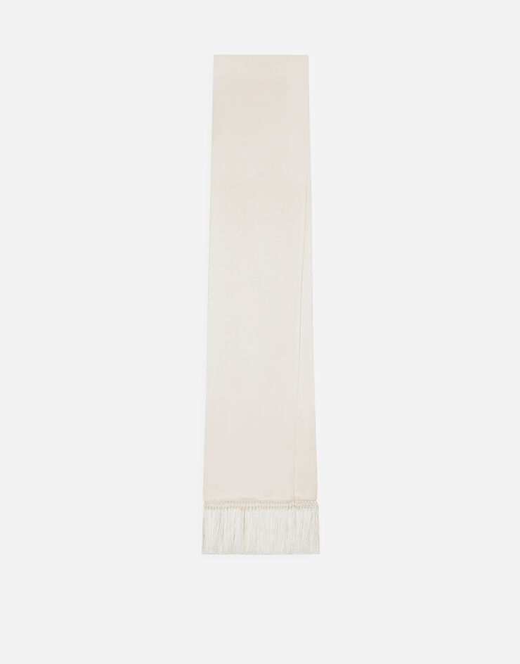 Dolce & Gabbana Silk scarf with fringing White FS302AFU1AU