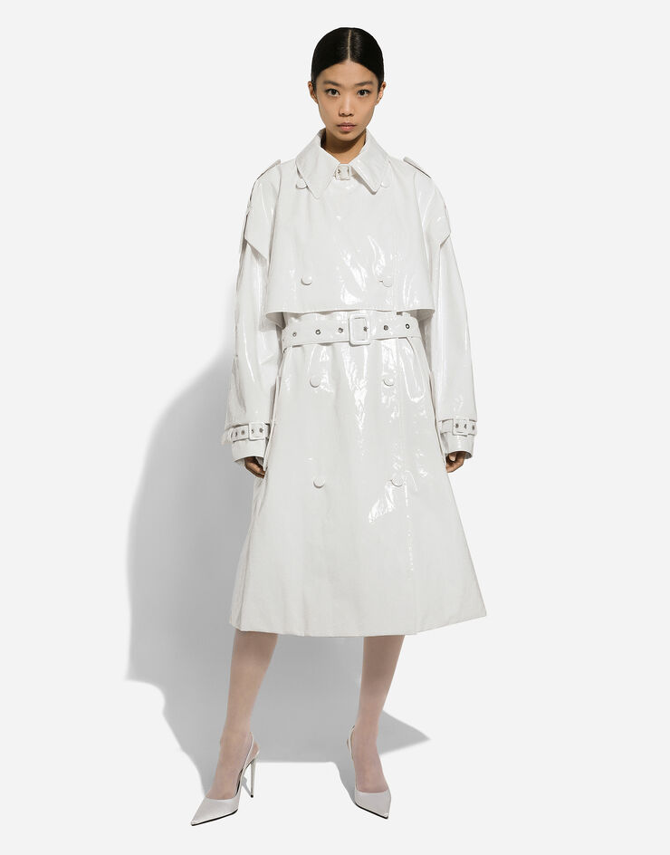 Dolce & Gabbana Trenchcoat aus beschichteter Baumwolle White F0D1QTFU600