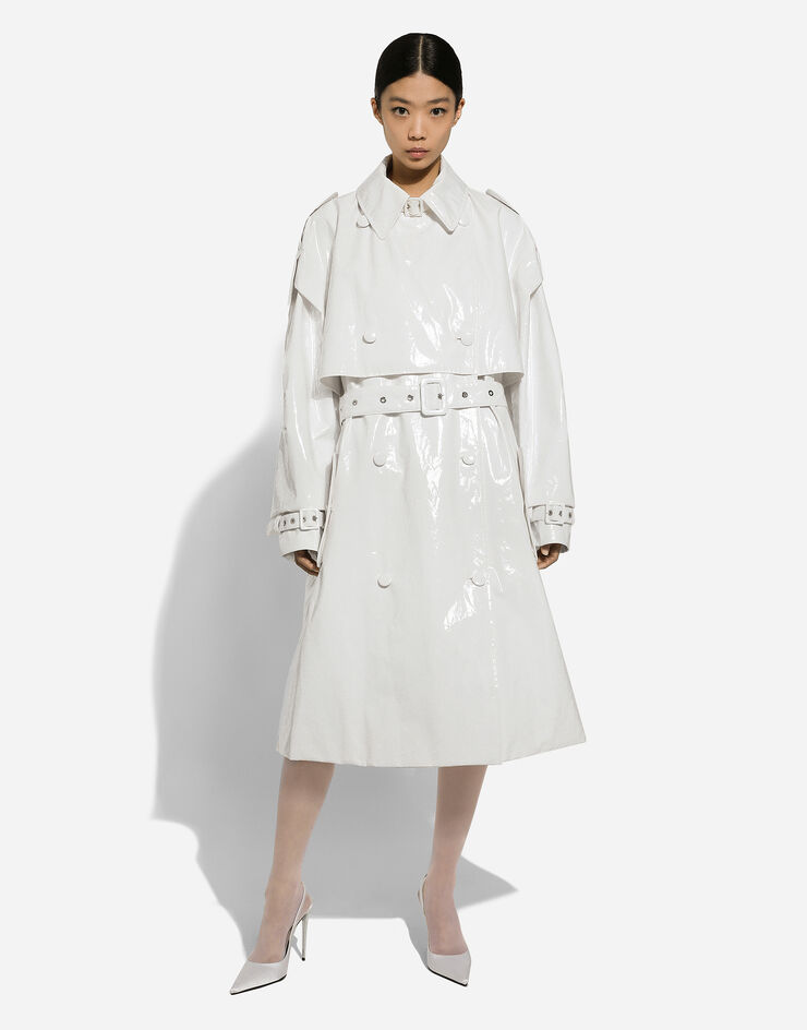 Dolce & Gabbana Coated cotton trench coat White F0D1QTFU600