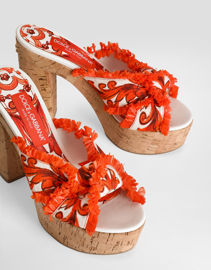 Dolce & Gabbana Majolica-print brocade clog sandals Dolce & Gabbana Majolica-print brocade clog sandals Multicolor CV0081A9AA4