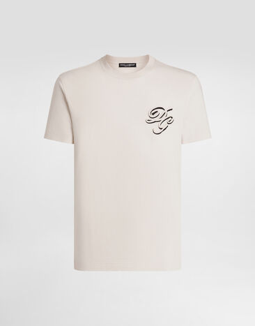 Dolce & Gabbana Cotton t-shirt with embroidery Cream G8RN8ZG7PJ0