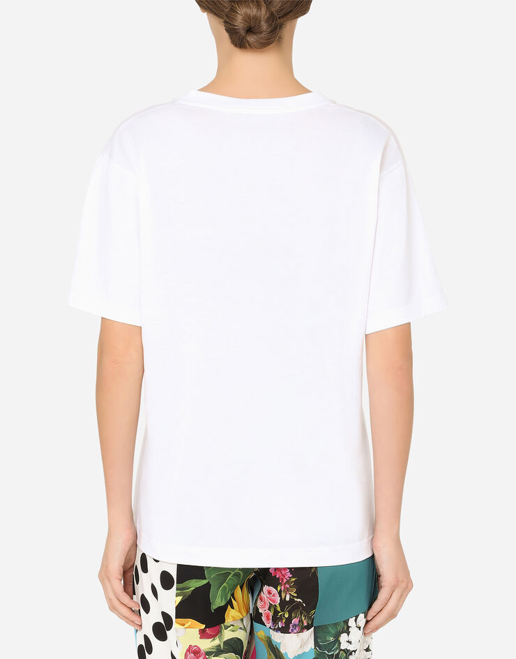 Dolce & Gabbana Oversized short-sleeved jersey t-shirt with DG logo BLANCO F8M65ZFU7EQ