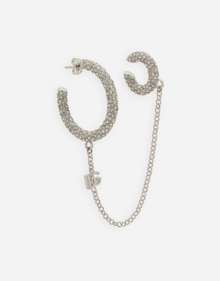 Dolce&Gabbana Single earring with rhinestones and chain ear cuff Crystal WEP7S5W1111