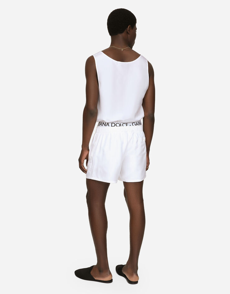 Dolce&Gabbana Silk habotai shorts with Dolce&Gabbana label Multicolor I4297MGH181