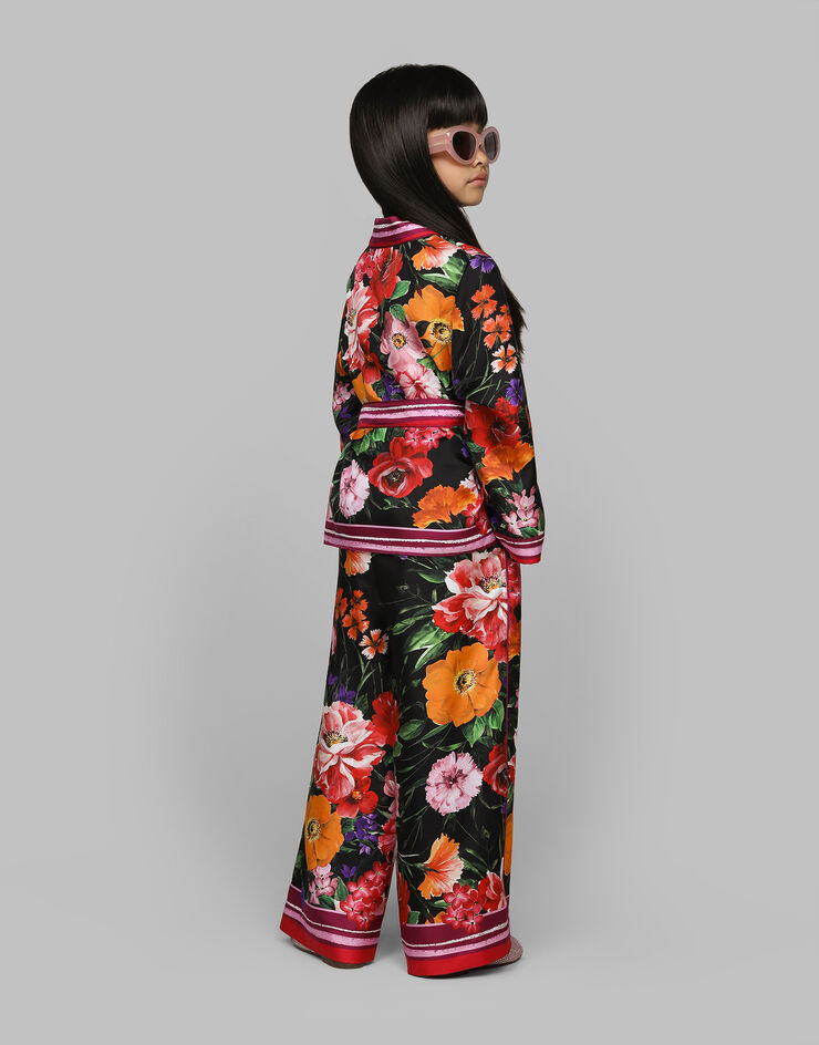 Dolce & Gabbana Camisa de sarga con estampado de flores sobre base negra Imprima L55S87HI1U8