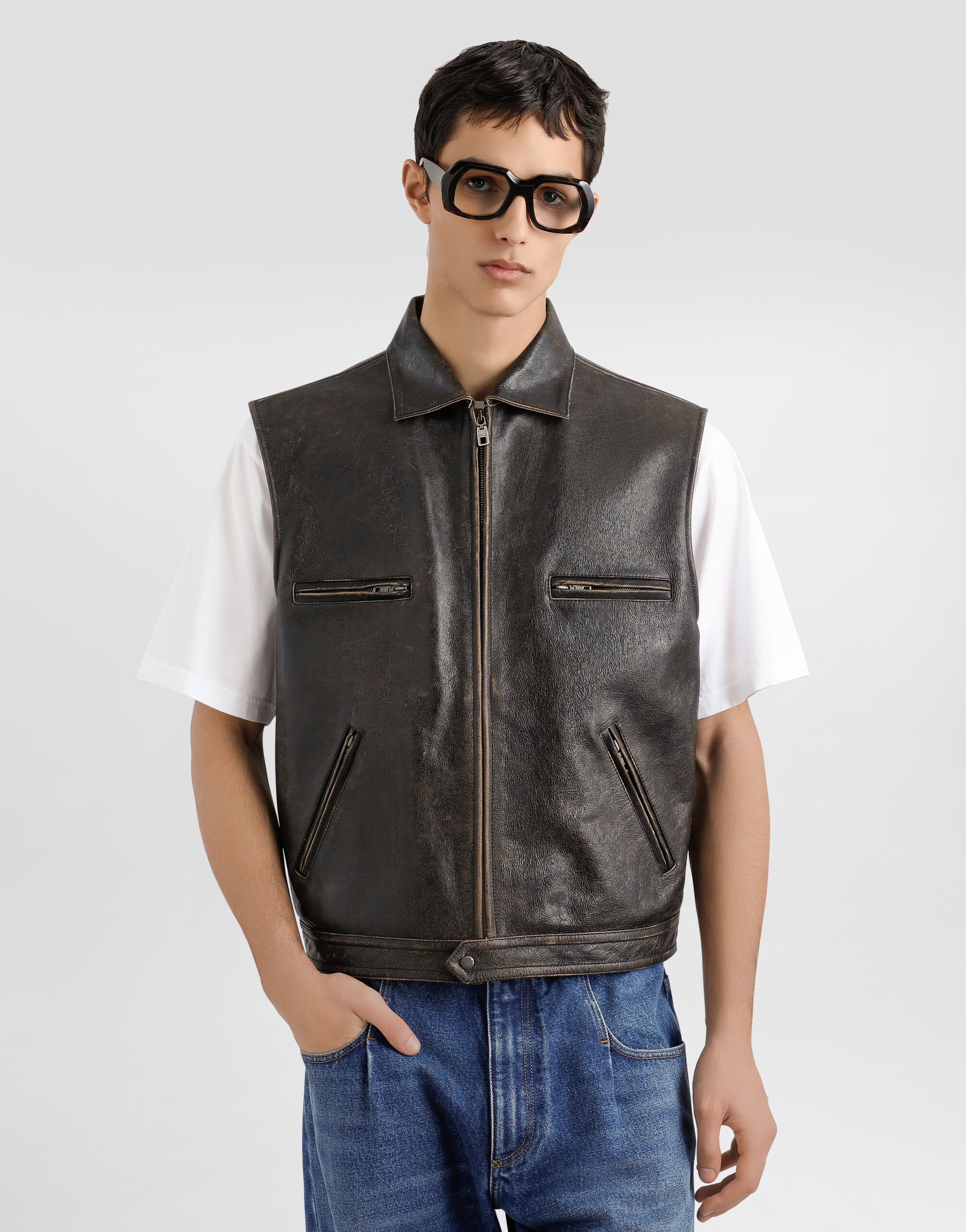 Blackのメンズ レザー ジャケット | Dolce&Gabbana®