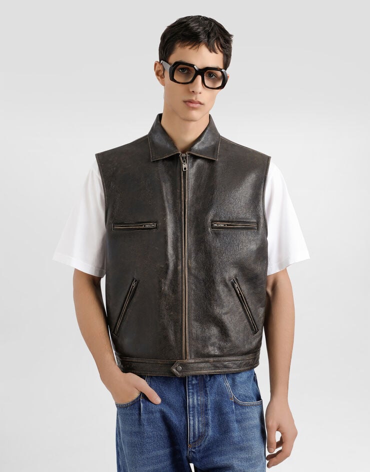 Dolce & Gabbana جاكيت جلدي Black G9BTYLHULXK