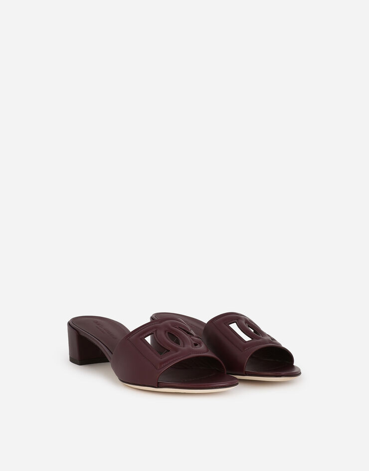 Dolce & Gabbana Calfskin mules with DG Millennials logo Bordeaux CR1139AY329