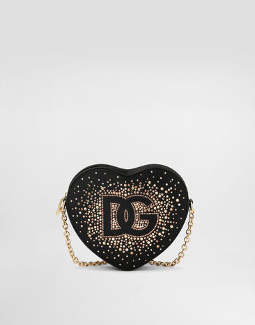 Dolce & Gabbana Umhängetasche DG Girlie heart aus Satin und Strass Schwarz EB0260AB002