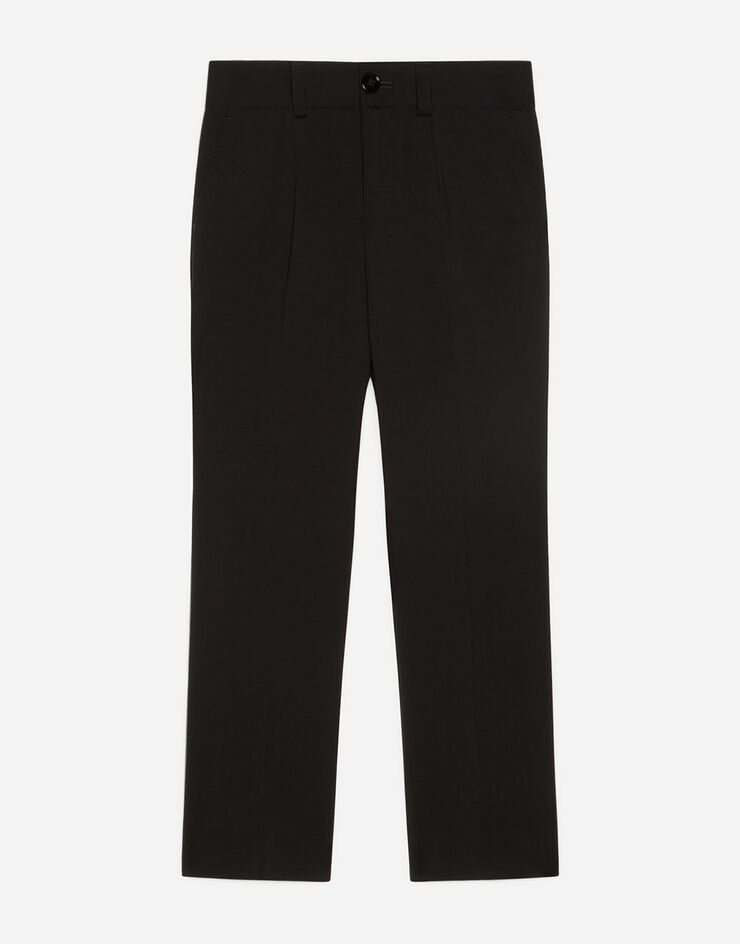 Dolce & Gabbana 弹力羊毛长裤 黑色 L42P59FUBBG