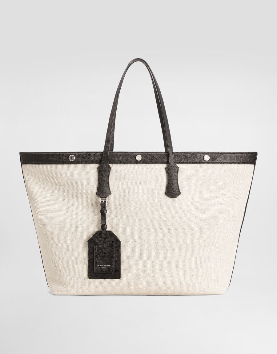 Atene shopping bag in sale&pepe fabric and alpine calfskin