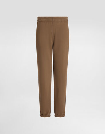 Dolce & Gabbana Stretch jersey jogging pants with embroidery Brown GP0M3ZG7O2P