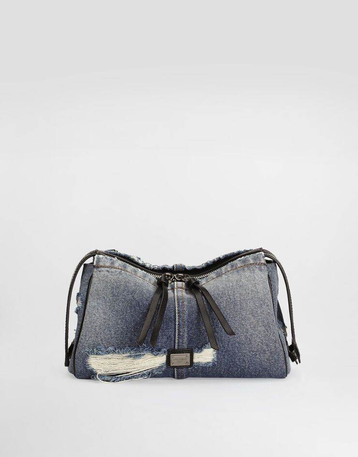 Dolce & Gabbana Vittoria denim patchwork shoulder bag Blue BM2049AY768