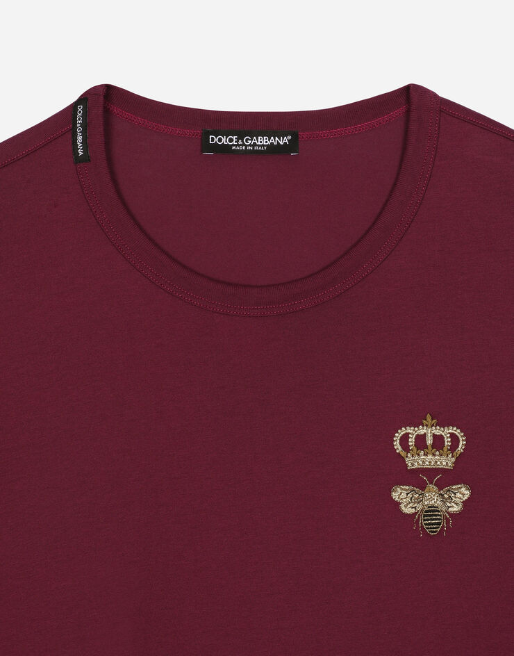 Dolce & Gabbana T-shirt cotone con ricamo Bordeaux G8PV1ZG7WUQ