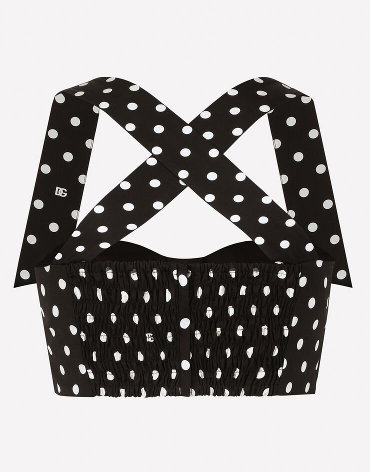 Dolce & Gabbana Cotton corset top with polka-dot print Print F78IUTHS5R7