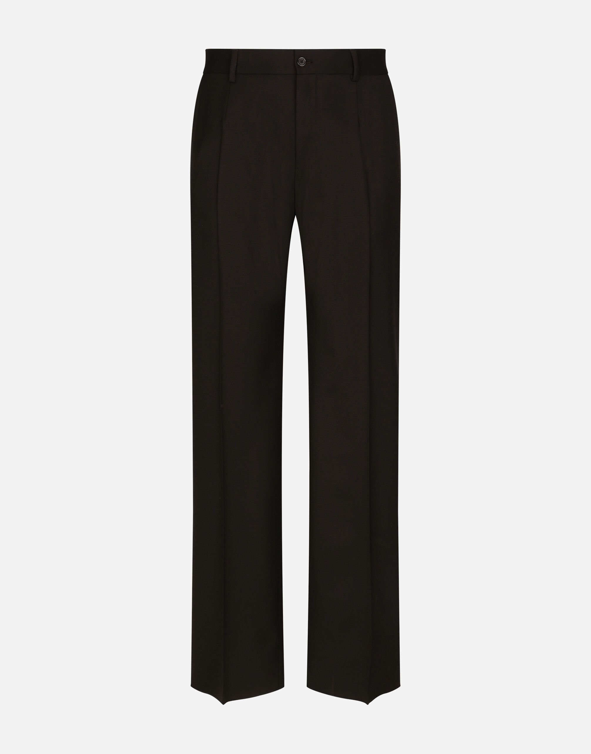 Dolce&Gabbana Stretch wool twill pants with wide leg Brown G9AKKLHULS1