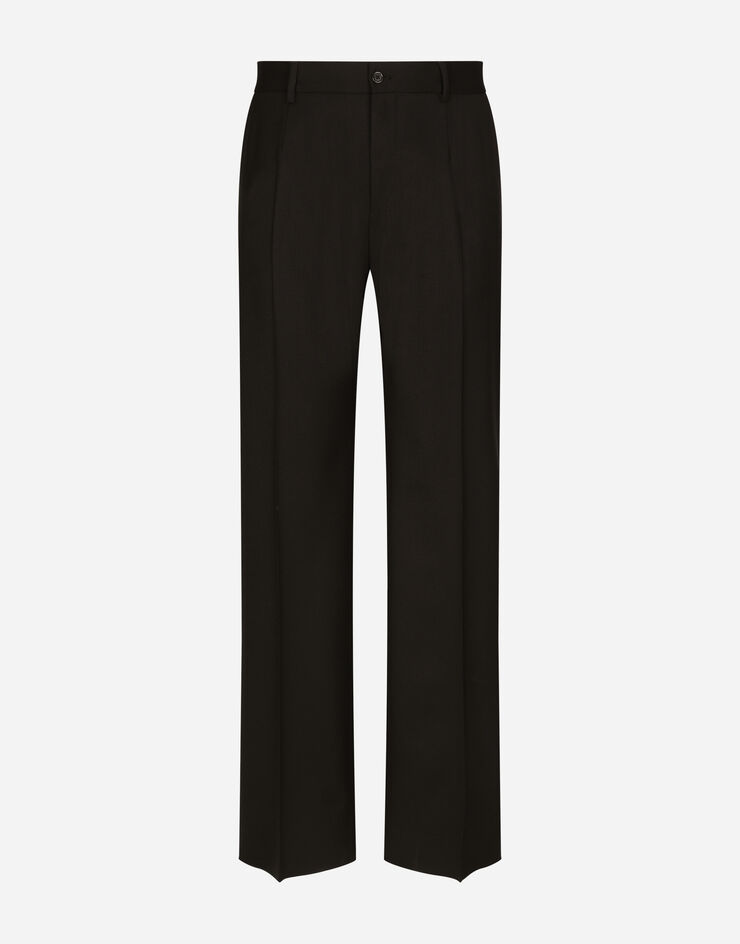 Dolce&Gabbana Pantalón de pernera ancha en sarga de lana elástica Noir GYZMHTFUBE7