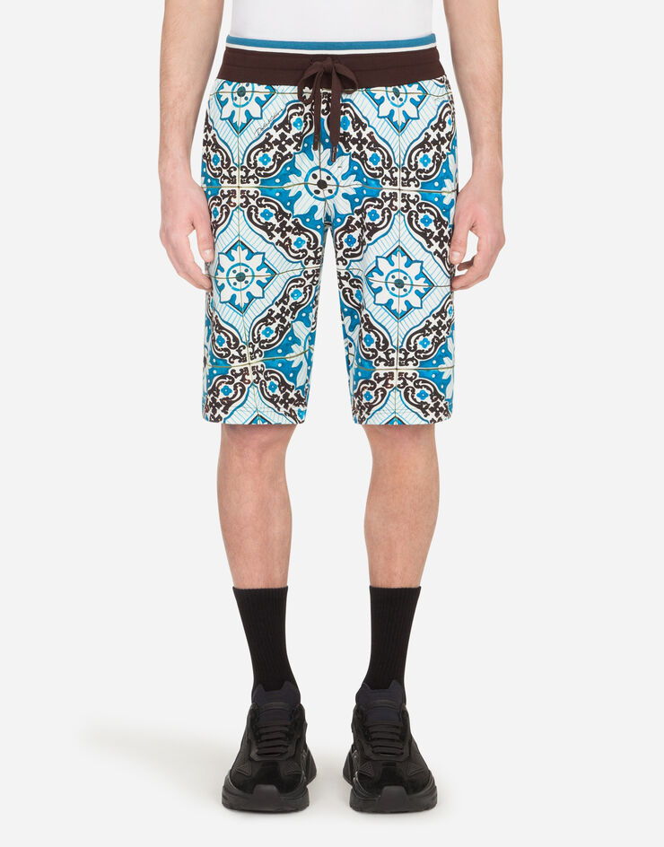 Dolce & Gabbana Cotton bermuda jogging shorts with maiolica print MAIOLICA PRINT GYYWATHS7B3